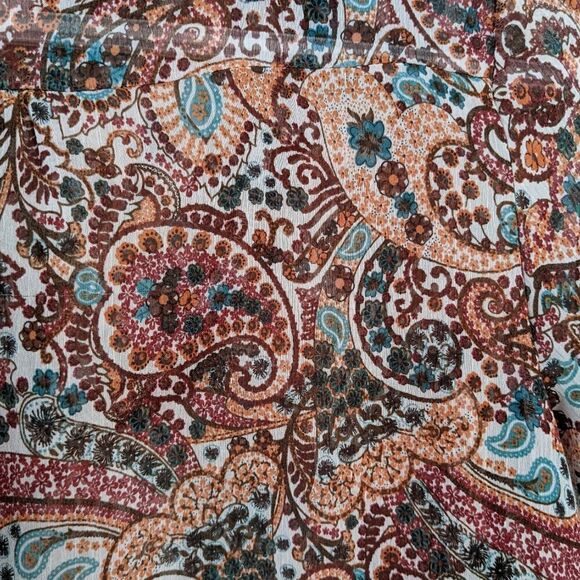 CLOCKHOUSE ruffle collar paisley print blouse Large @X - Picture 10 of 11